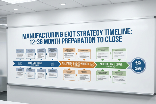 manufacturing exit strategy preparation timeline from 36 months to closing