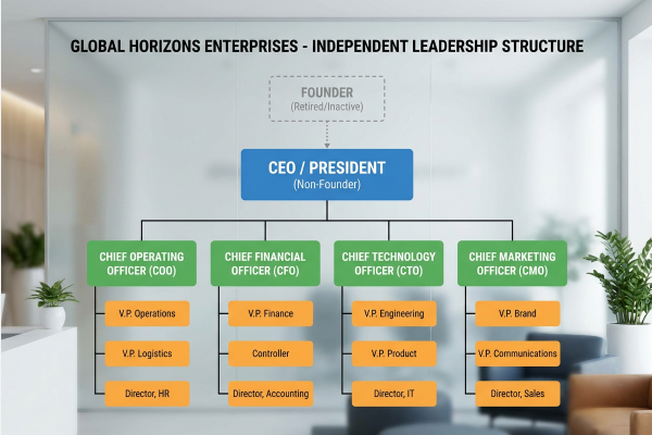 Business organizational chart showing operational independence for pre-sale preparation